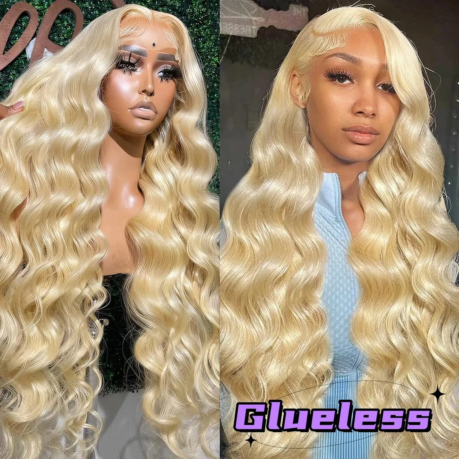 613 Blond Glueless peruk 13x6 spets frontala mänskliga hår peruk HD transparent kroppsvåg 13x4 brasiliansk remy spets front peruk för kvinnor