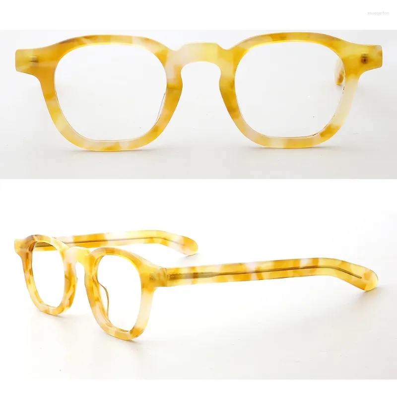 Solglasögon ramar vintage män fyrkantiga optiska glasögon kvinnor klassiska glasglas recept gula glasögon klara eleganta glasögon