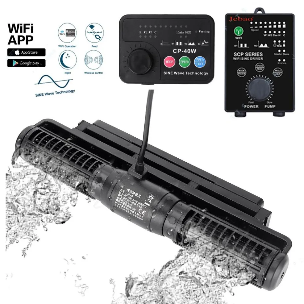 Jebao Jecod WiFi Wave Maker pour Aquarium de récifs coralliens marins contrôle sans fil CP25 CP40 CP55 pompe de circulation pompe à ondes à flux croisé Y217S