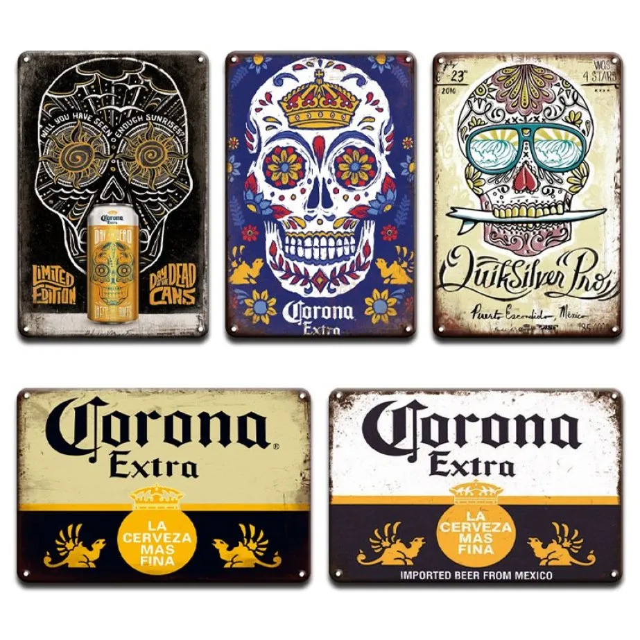 НОВЫЙ Corona Extra Beer Плакат Обложка Настенный декор Металлический знак Винтаж Паб-бар Туалет Домашний пляж Гостиная Украшение Оловянные вывески245I