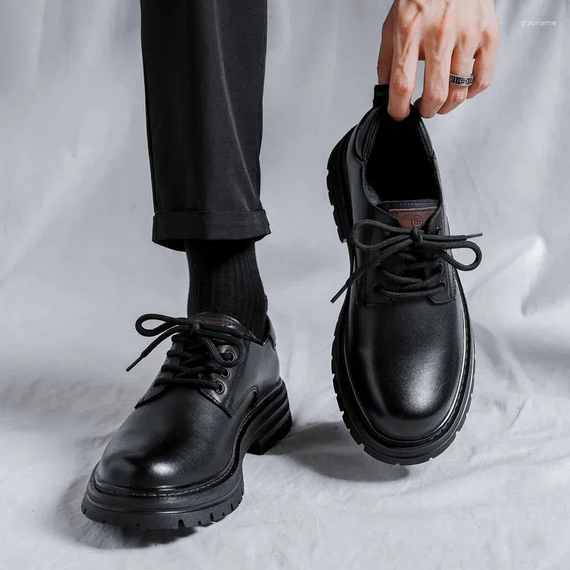 Casual skor män oxfords formella mångsidiga högkvalitativa läder män mode utomhus affärs andas chunky arbete