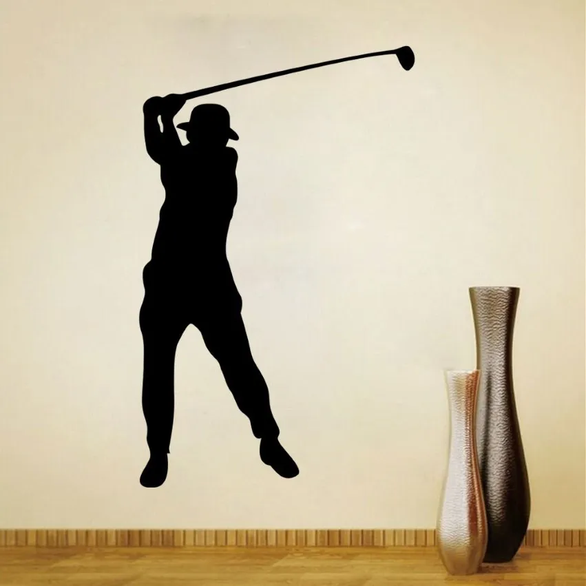 Adesivo de decalque de parede de golfe para crianças, meninos, meninas, quarto e quarto, arte de parede esportiva para decoração de casa e decoração, silhueta de golfe Mura289k
