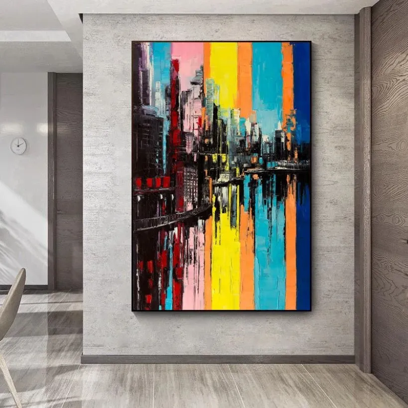 Impressões a óleo abstratas em tela, pôsteres de construção, pintura em tela, arte de parede para sala de estar, decoração moderna de casa, imagens de paisagem2212