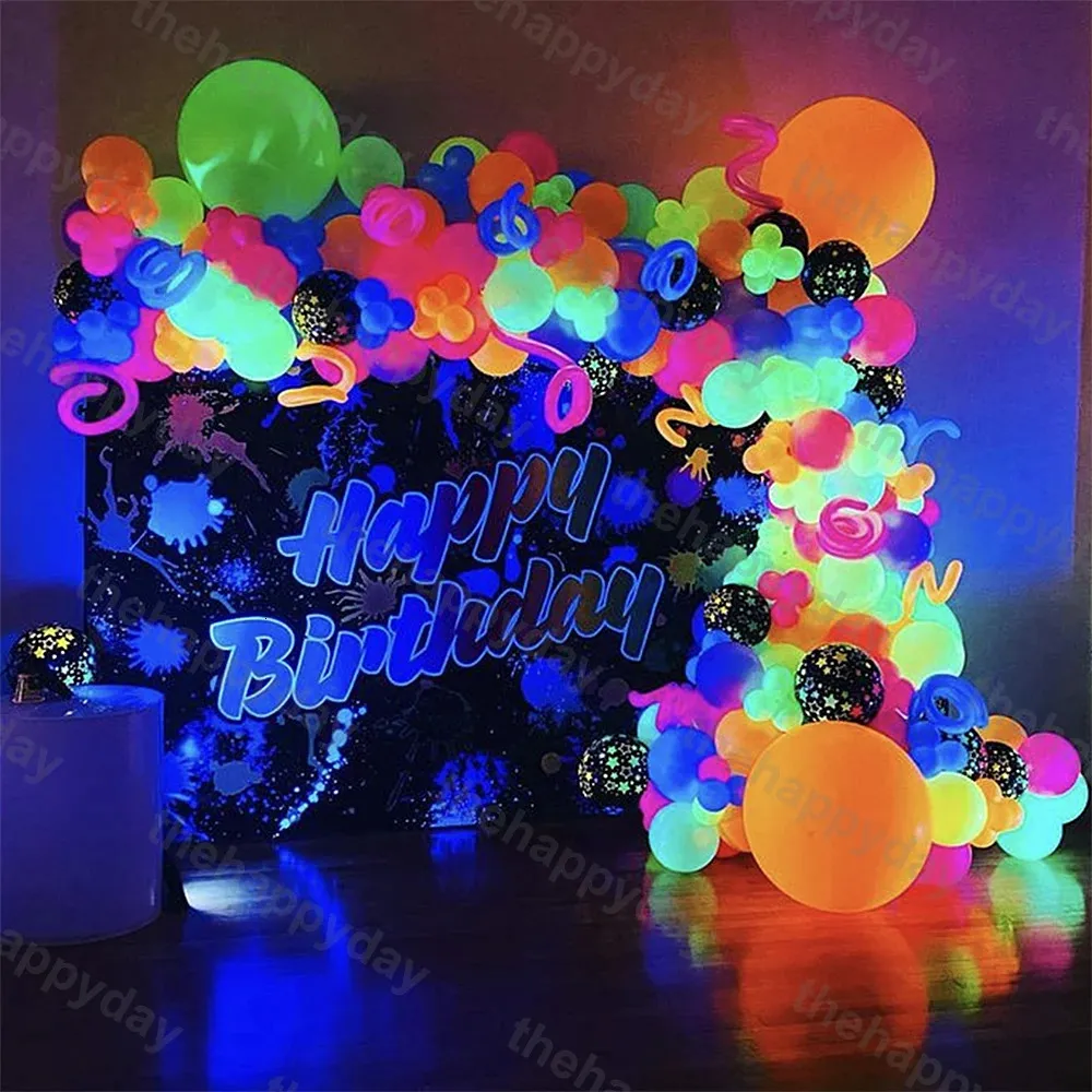 1SET Palloncini al neon Glow Compleanno UV fluorescenti Globos Blacklight Party Decor Baby Shower 240226