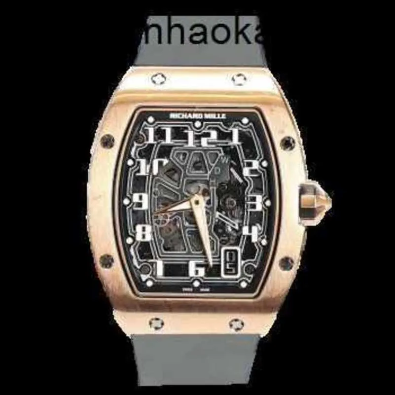 Richardmills Watch Swiss Otomatik Saatler Richardmill Mens Serisi RM6701 Gül Altın Sınırlı Sarda Zincirleme Ultra İnce Bilek