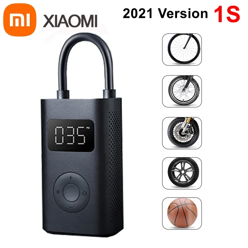 Contrôle Xiaomi Mijia gonfleur de pneu numérique Portable voiture compresseur d'air pompe 1S électrique intelligent LED Auto pour motos vélos balles