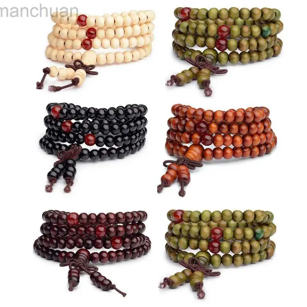 Bangle 6mm Budista Natural Sândalo Buda Meditação Madeira Oração Bead Mala Pulseira Mulheres Homens Beads Bangles Pendurado Decoração LDD240312