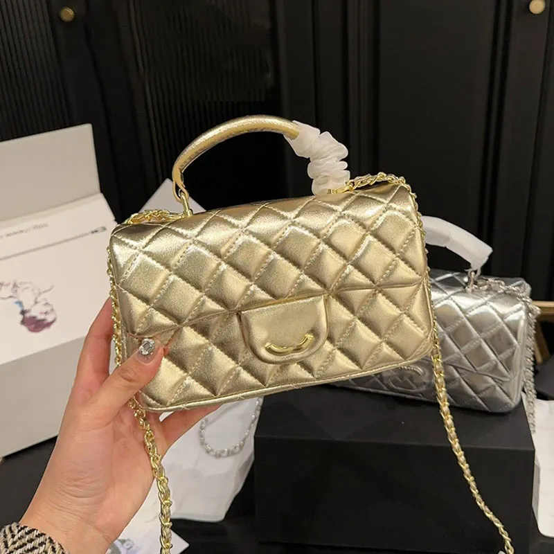 19 cm luksusowa klapa kobiet designerka crossbody torba złota i srebrna torba na ramię