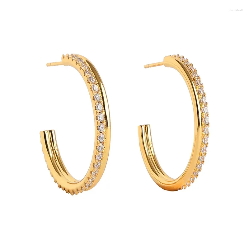 Boucles d'oreilles ISUEVA Plaqué Or Punk Pour Femmes Géométrie Zircon Piercing Grand Cerceau Rond 2024 Bijoux En Gros