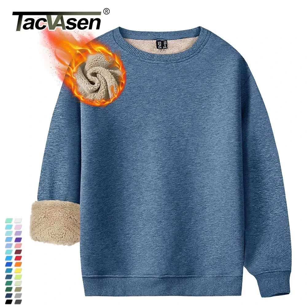 TACVASEN Sweat-shirt à col rond en polaire pour hommes, chaud, doublé Sherpa, sous-vêtements épais épais, hauts d'hiver, chemises sans capuche, 240307