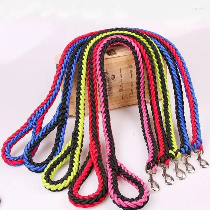 Juchiva colliers pour chiens 1.2M de longueur grande laisse tricotée à la main corde en Nylon boucle de fer Traction pour animaux de compagnie pour chiens de grande race ferme