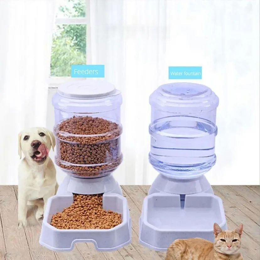 1Pc 3 8L Automatische Pet Feeder Hund Katze Trinknapf Große Kapazität Wasser Lebensmittel Halter Pet Supply Set Y200917305A