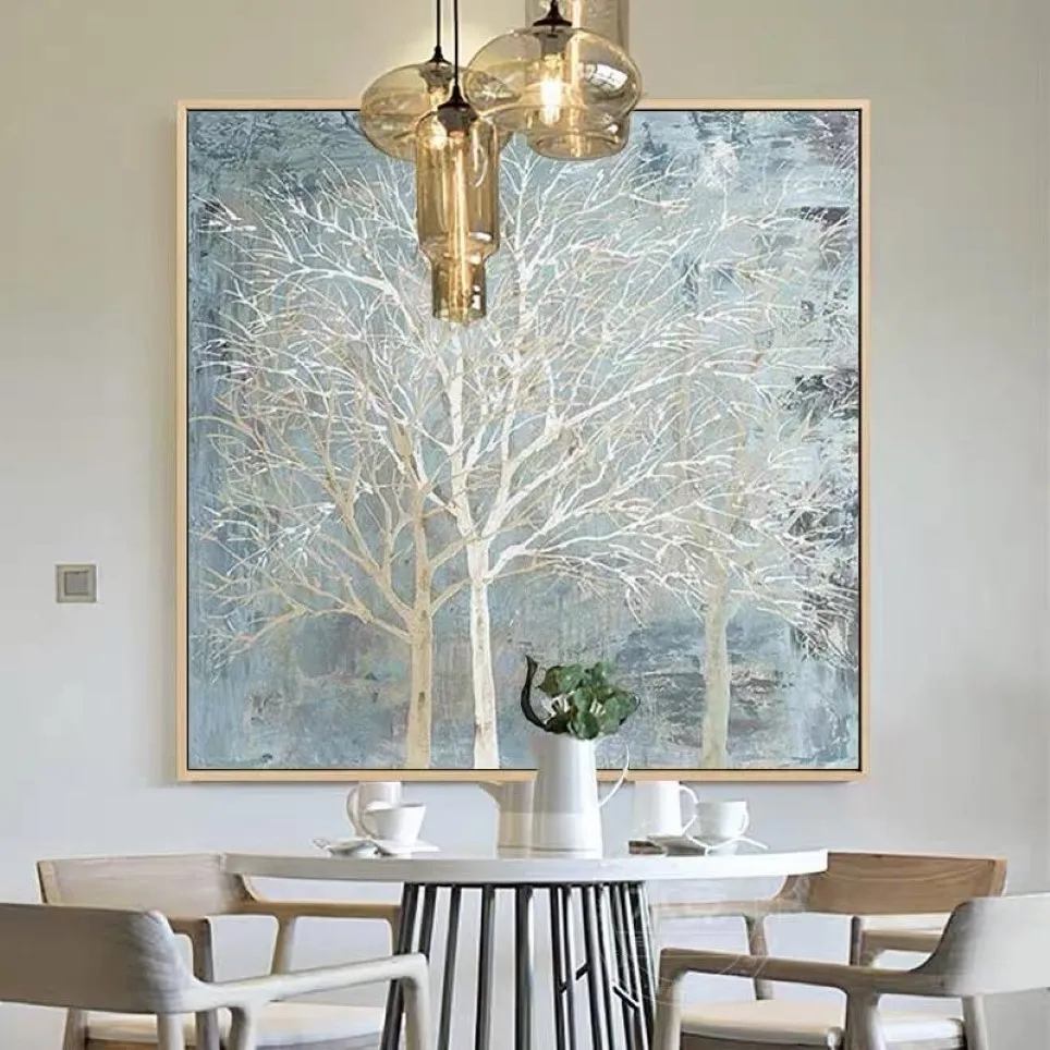 Målningar pengar trädbild 100% handmålad modern abstrakt oljemålning på duk väggkonst för vardagsrum hem dekoration nr 248l