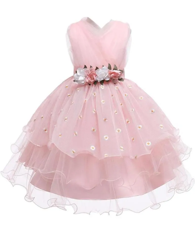 Girl039s Dresses Children Dress Princess Girl Catwalk Show Costume Yellow Floral Super Fairy Sleeveless 210 Age7633679