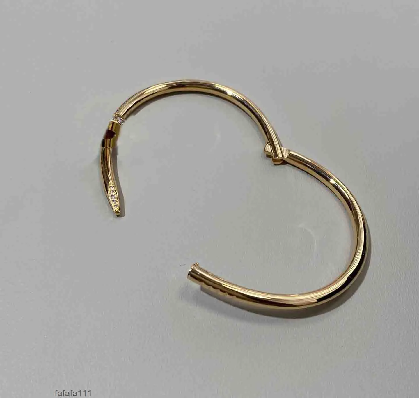 Bracelet à ongles épais en or véritable 18 carats avec diamant vide à l'intérieur pour femmes, bijoux de fiançailles, cadeau avec boîte à timbres, certificat PS9204