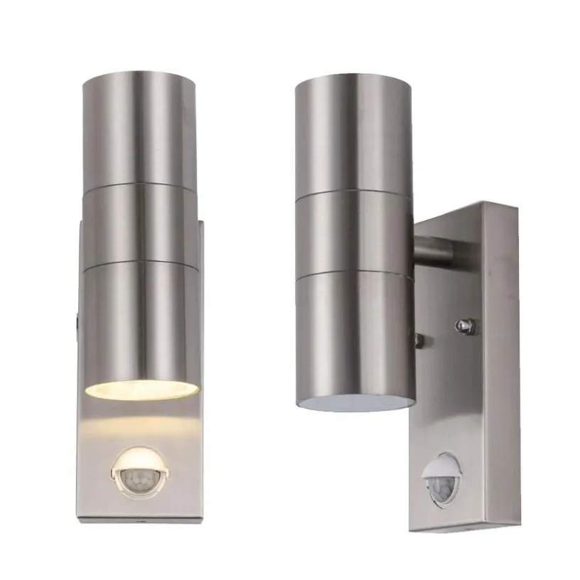 Outdoor Sensor Wall Light Up Down LED Lamp with PIR Porch Lamps Dual Head GU10 Corridor Yard Decor Lighting208y