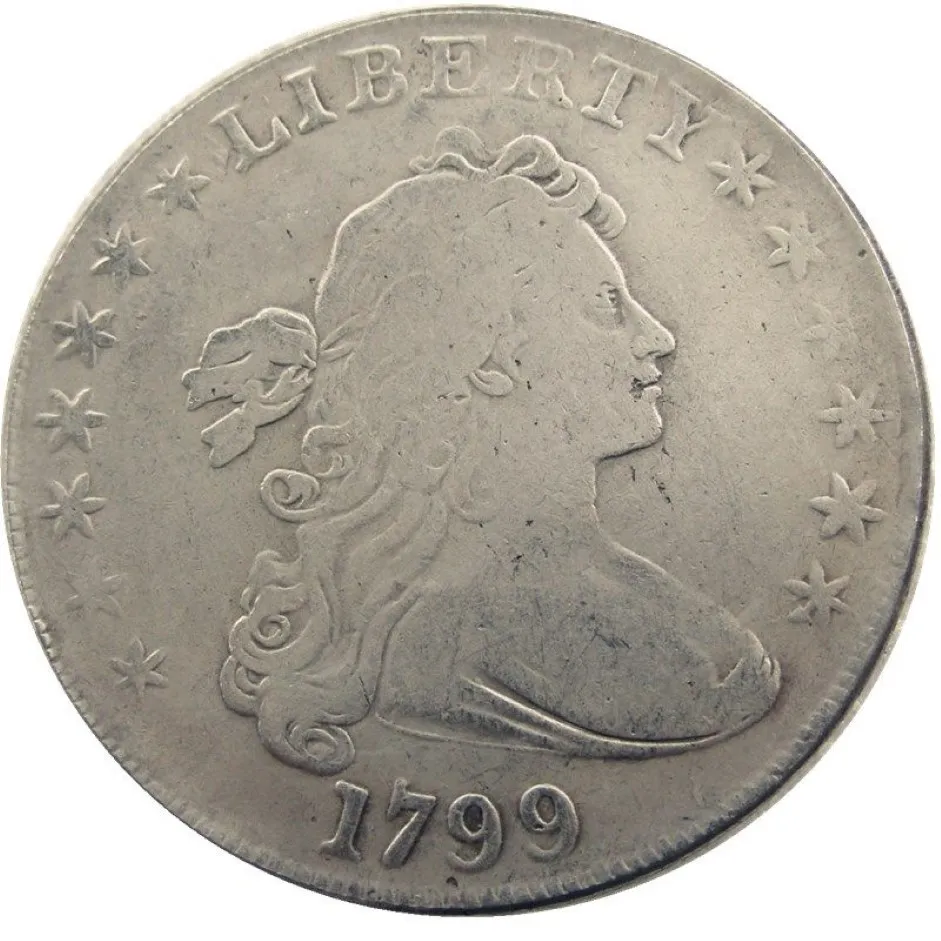 Amerika Birleşik Devletleri Paraları 1799 Dökümlü Büst Pirinç Gümüş Dolar Dolar Mektup Kenar Kopya Para195Q