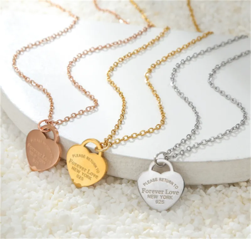 Hart ketting Forever Love ketting Damesmode Valentijnsdag Moederdag cadeau Titanium stalen ketting Hartkraag Bot ketting