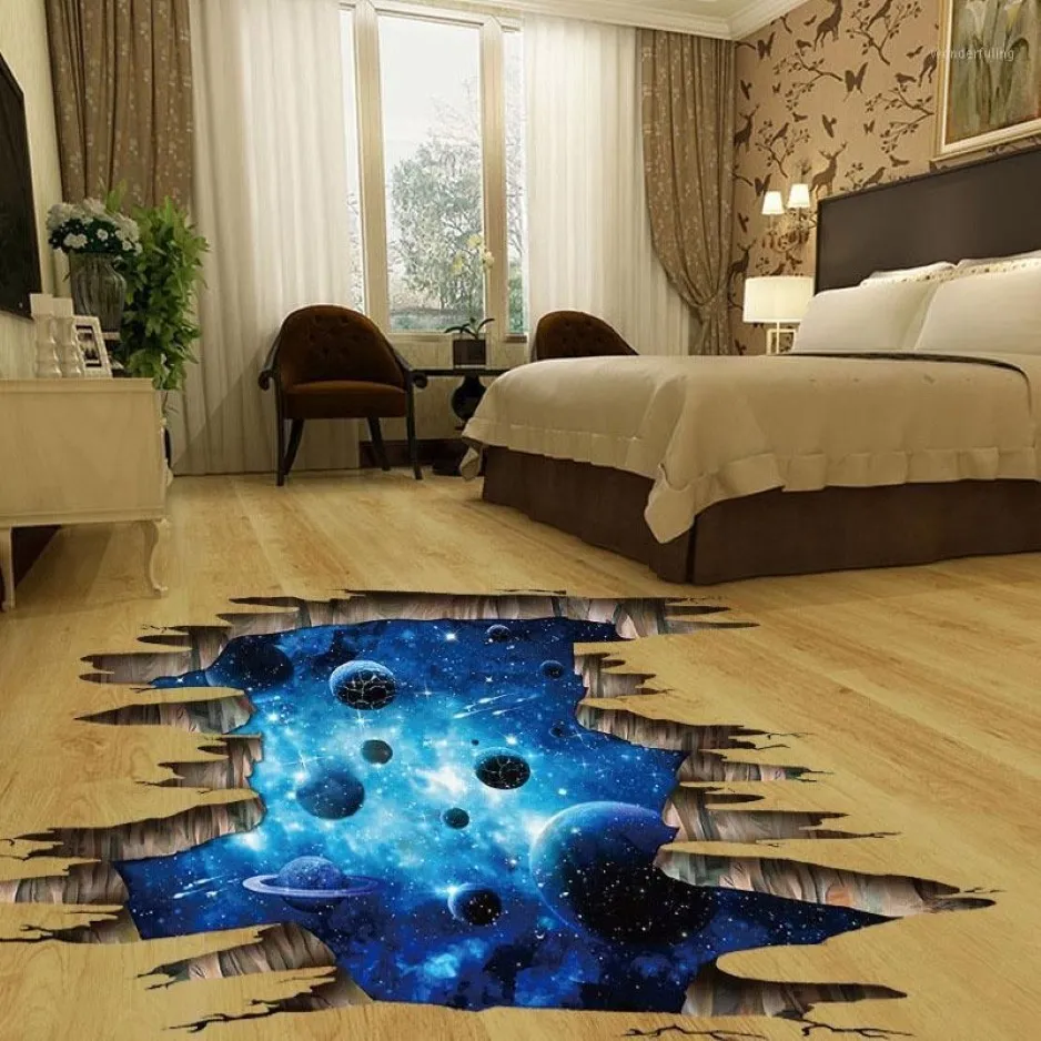 Fundecor 3d space galaxy children wall stickers for kids rooms nursery baby bedroom home decoration decals fooor murals1310i