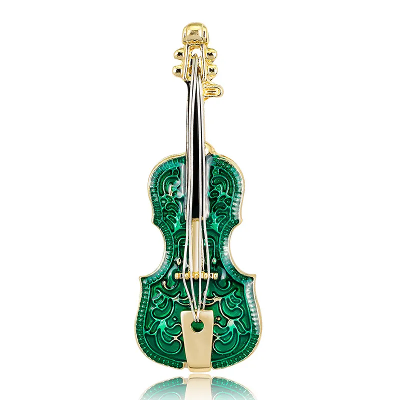 Violin Brooch Enamel Guitar Shaped Rhinestone Brooches Corsage Pins Fashion Women Jewelry