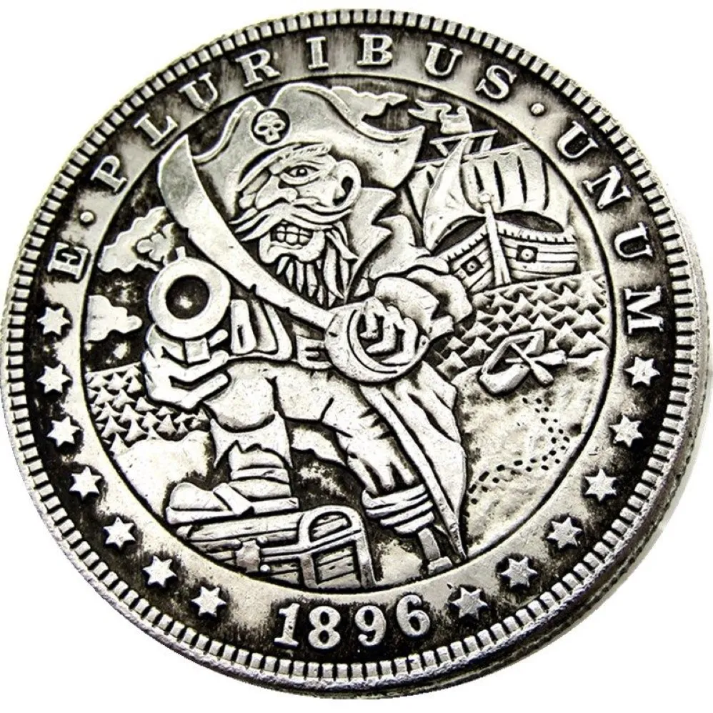 HB45 Hobo Morgan Dollaro teschio zombie scheletro Copia monete Ottone ornamenti artigianali accessori per la decorazione della casa205L