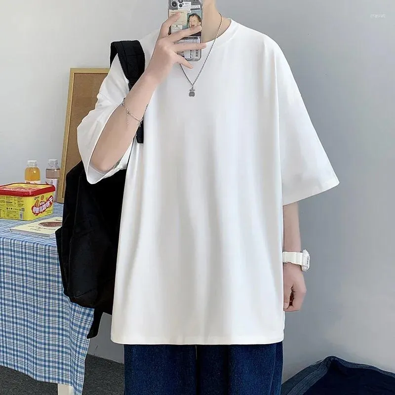 Men's T Shirts Cotton Fashion Tshirt Solid Mens Summer T-shirts 5XL Male Oversized Tee Funny White Casual Shirt For Man