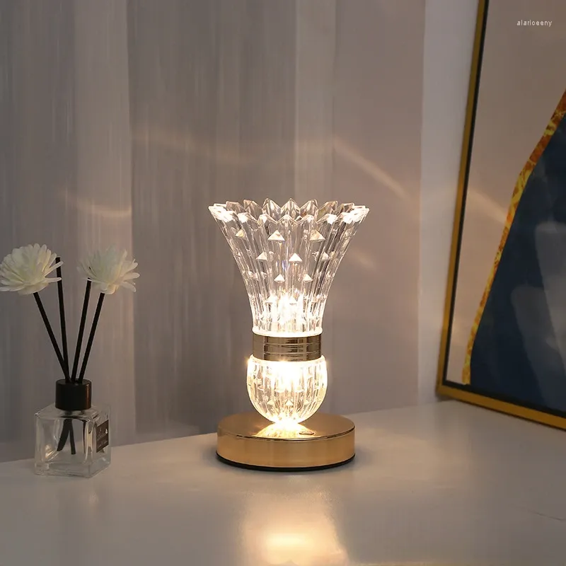 テーブルランプ花瓶の装飾花ランプLベッドルームベッドサイドホームルーム装飾雰囲気の夜の光のタッチ調光デスク
