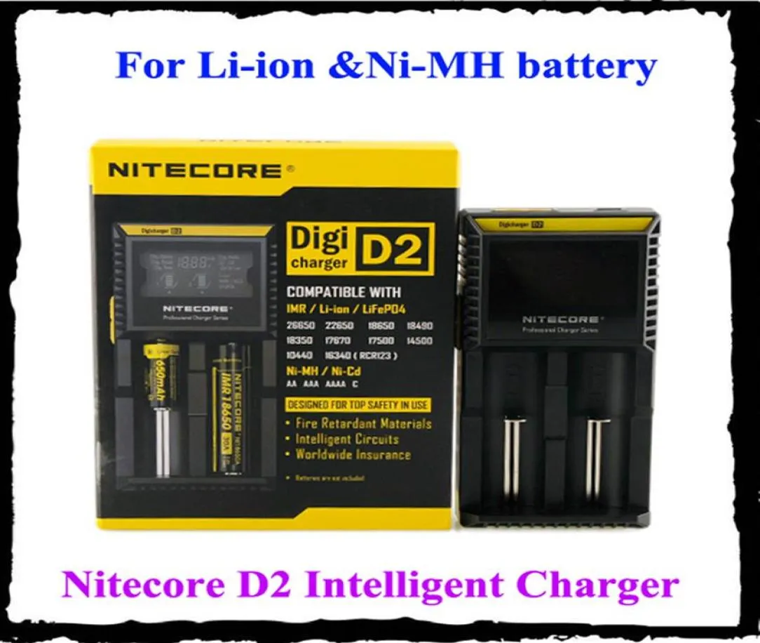 NITECORE D2 LCD Digicharger Universal Intelligent Charger Retail Package with Cable For Liion NiMH batterya545795879