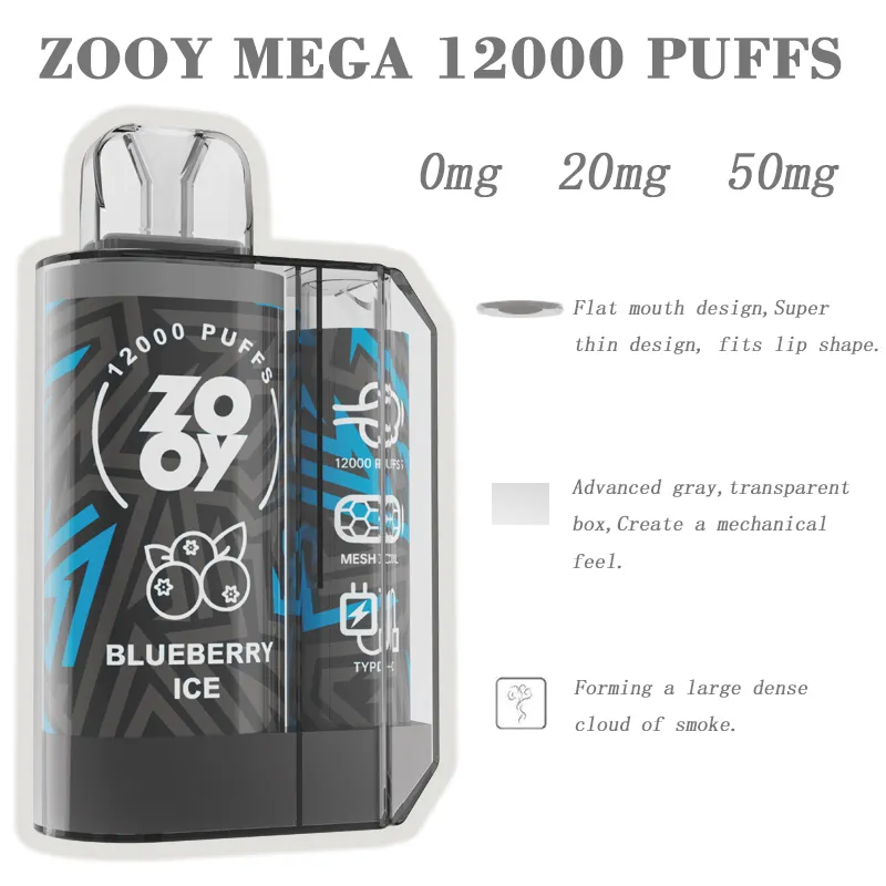 Zooy Mega 12000puffs/ZOOY KETTTLE 10000Ppuffs Электронная сигарета Одноразовая перезаряжаемая сетчатая катушка для вейпа