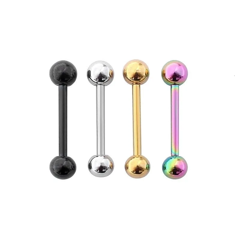 50 pezzi gioielli per il corpo lingua capezzolo scudo anello bilancieri barra 14G16mm piercing 240226