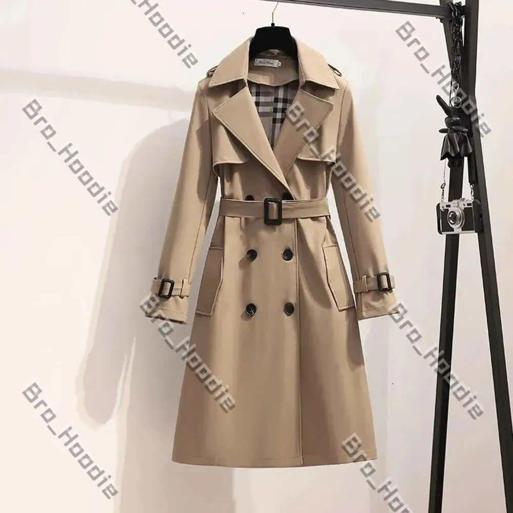 Kvinnorjackor Burberyy Coat Womens Jacket Designer Jacket Autumn Mid Length Trench Coat Korean Fashion Winter Bälte Bur Jacket för kvinna 693