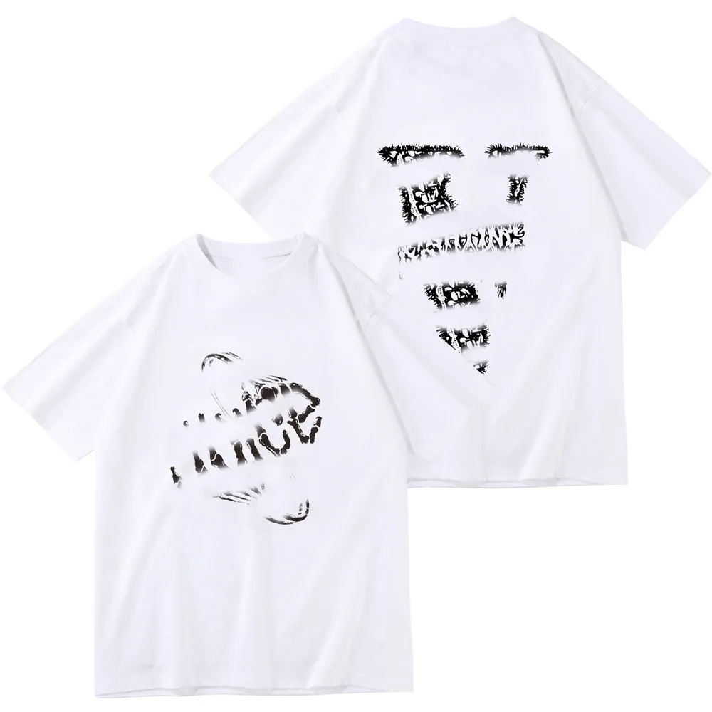 Designer Mens T-shirt V Lone T-shirt Femme Marque Vêtements Été Lettre Impression T-shirt Lâche Polyvalent Col Rond Couple T-shirt High Street Cotton Top Shirt