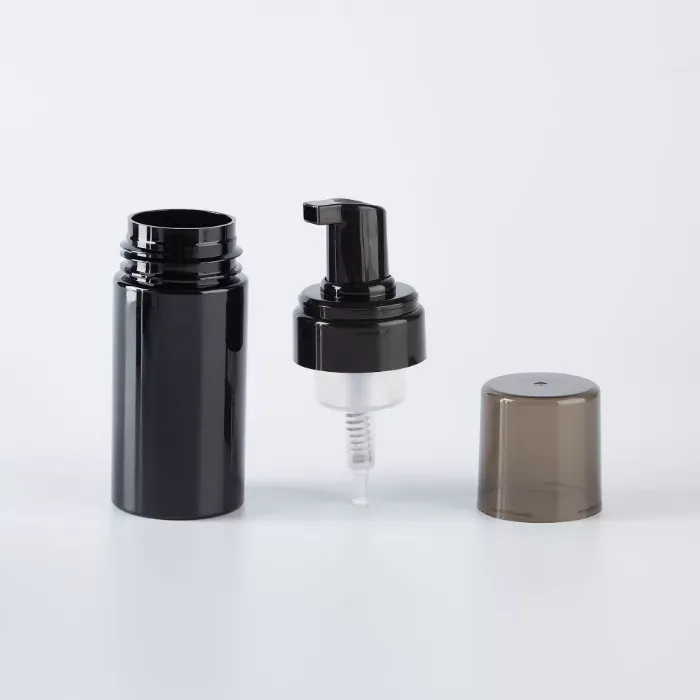 Black Plastic Foam Pump Bottles 100ml 120ml 150ml 200ml BPA Free with transparent-black cover for foaming soap mousse