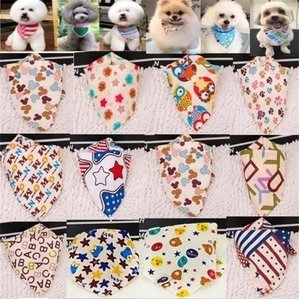 100 pcslot arrivée entière mélange 60 couleurs chien chiot collier bandana pour animaux de compagnie bandanas en coton cravate pour animaux de compagnie produits de toilettage SP01 201030285t