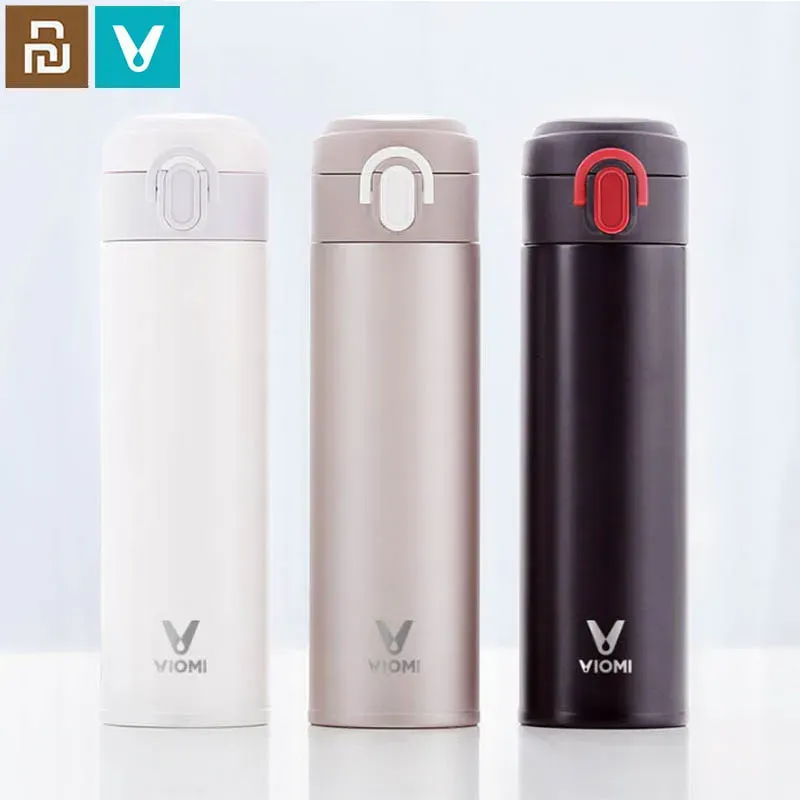 Kontrollera original YouPin Cup Viomi Thermos Mi Cup Rostfritt stål Vakuum Smart Bottle 24 Hours Flask Water Thermos Single Hand on/Close