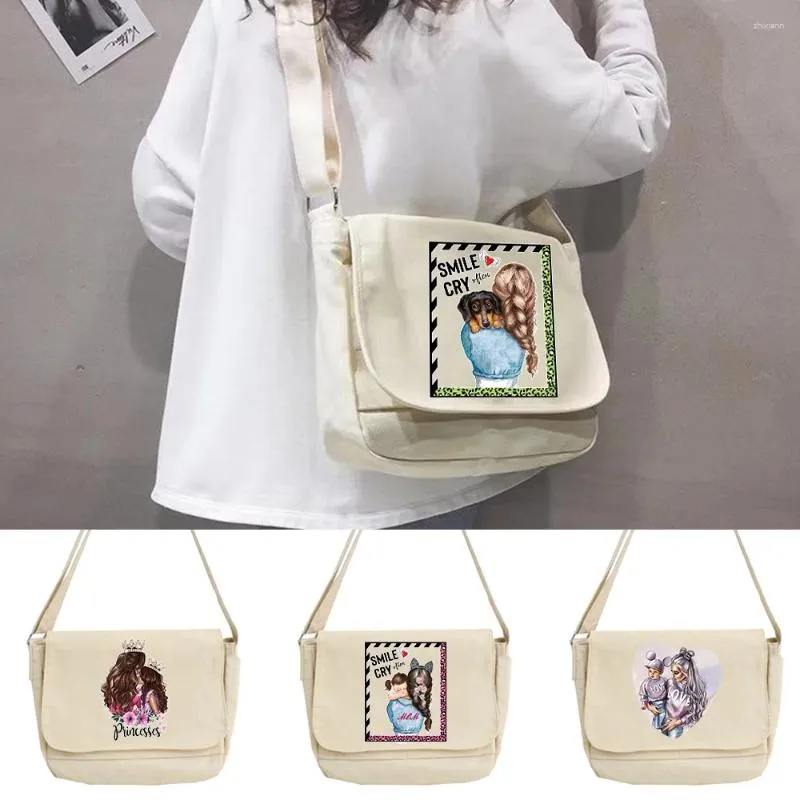 Shopping Bags Messenger Japanese Casual Version Wild Canvas Shoulder Crossbody Bag Mom Print Handbag Simple Women Postman Case Organizer