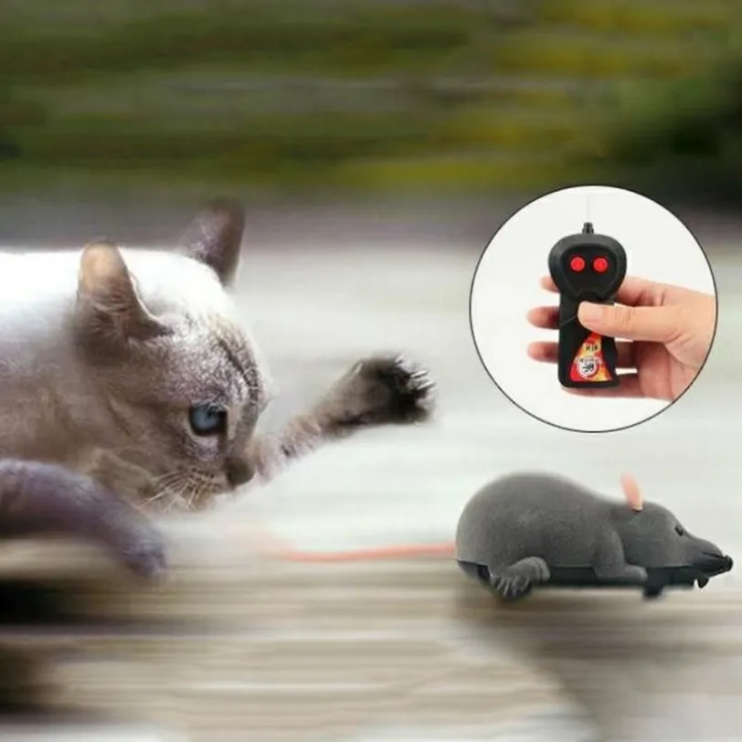Cat Toys Pets Cats bezprzewodowy zdalny sterownik myszy elektroniczna myszy RC zabawka dla dzieci260J