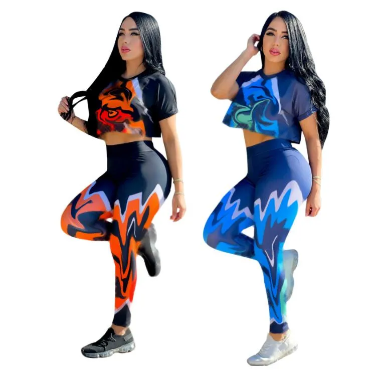 Mulheres umbigo exposto sexy define verão manga curta o-pescoço camisetas + calças conjunto de duas peças fatos de treino outfit magro feminino jogging terno frete grátis