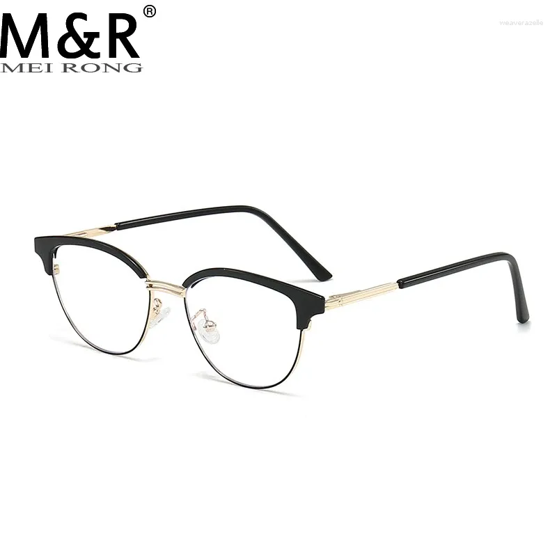 Solglasögon 2024 Kvinnor TR90 Anti Blue Light Sungasse Personliga metall Square Glasses Frame Trendy and Versatile Business Sunnies