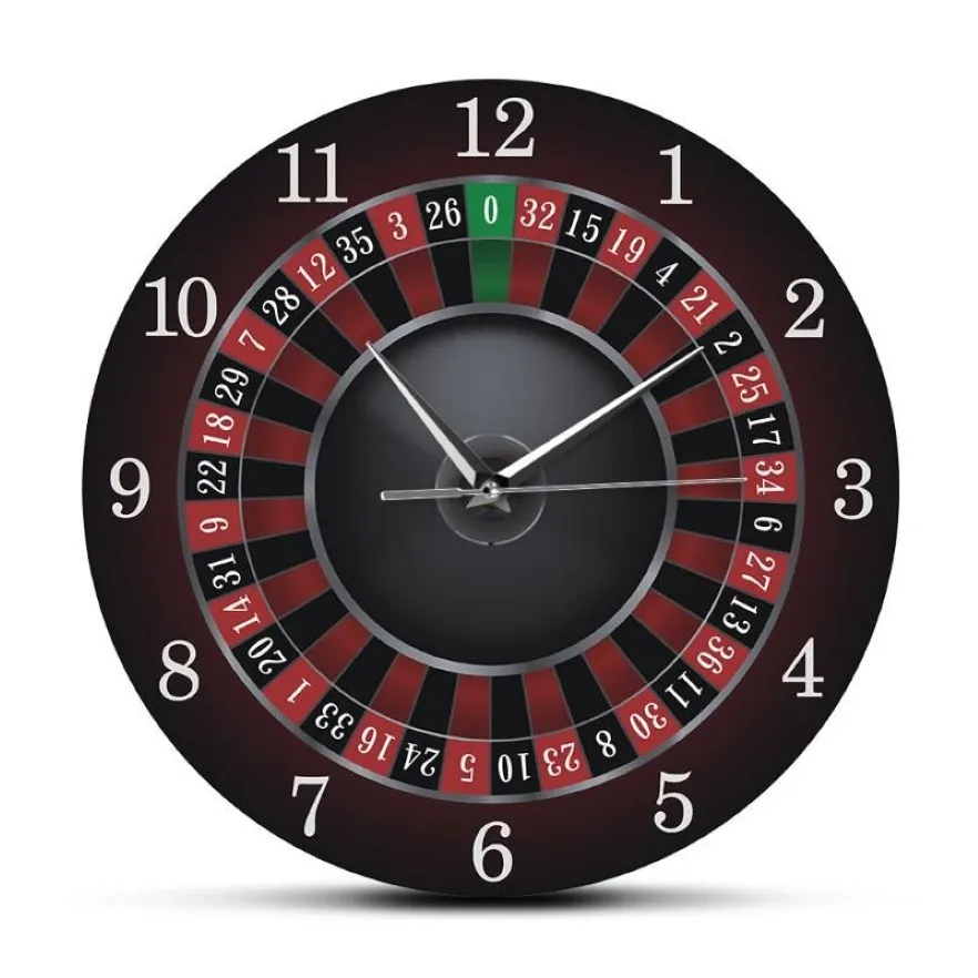 Poker Roulette Wall Clock With Black Metal Frame Las Vegas Game Room Wall Art Decor Timepiece Clock Watch Casino Gift313x