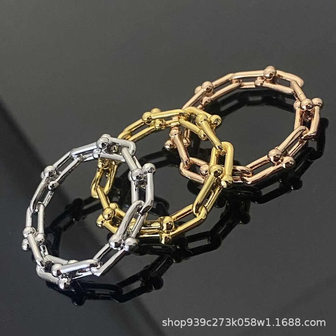 selling horseshoe double U-ring for women able and light luxury niche color protection high version