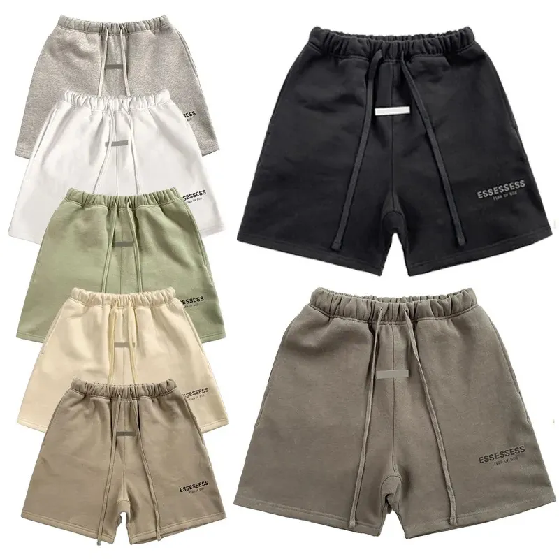 Essentialshorts Pantalones cortos de diseñador Carta para hombre Impreso Deportes niebla Cortos para hombre Pantalones de algodón ocasionales Sueltos Estilo extra largo Cordón Pantalones hasta la rodilla