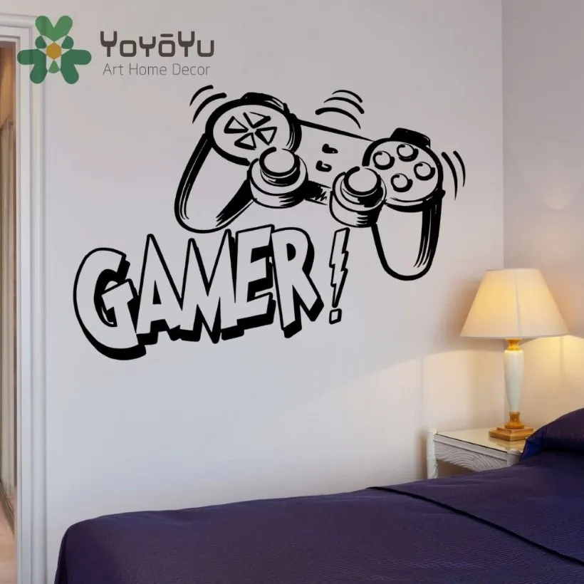 Adesivo Videogiochi BoysGamer Gaming Joystick Home Decor Mural Art Teen Boys Bedroom Decor Wall Sticker NY-92279P