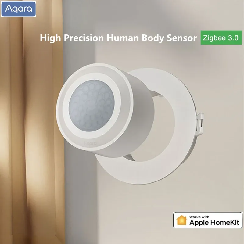 Controle 2022 Novo sensor de alta precisão Aqara ZigBee 3.0 Motion Human Body Sensor Work With Smart Home Gateway Hub para Apple HomeKit