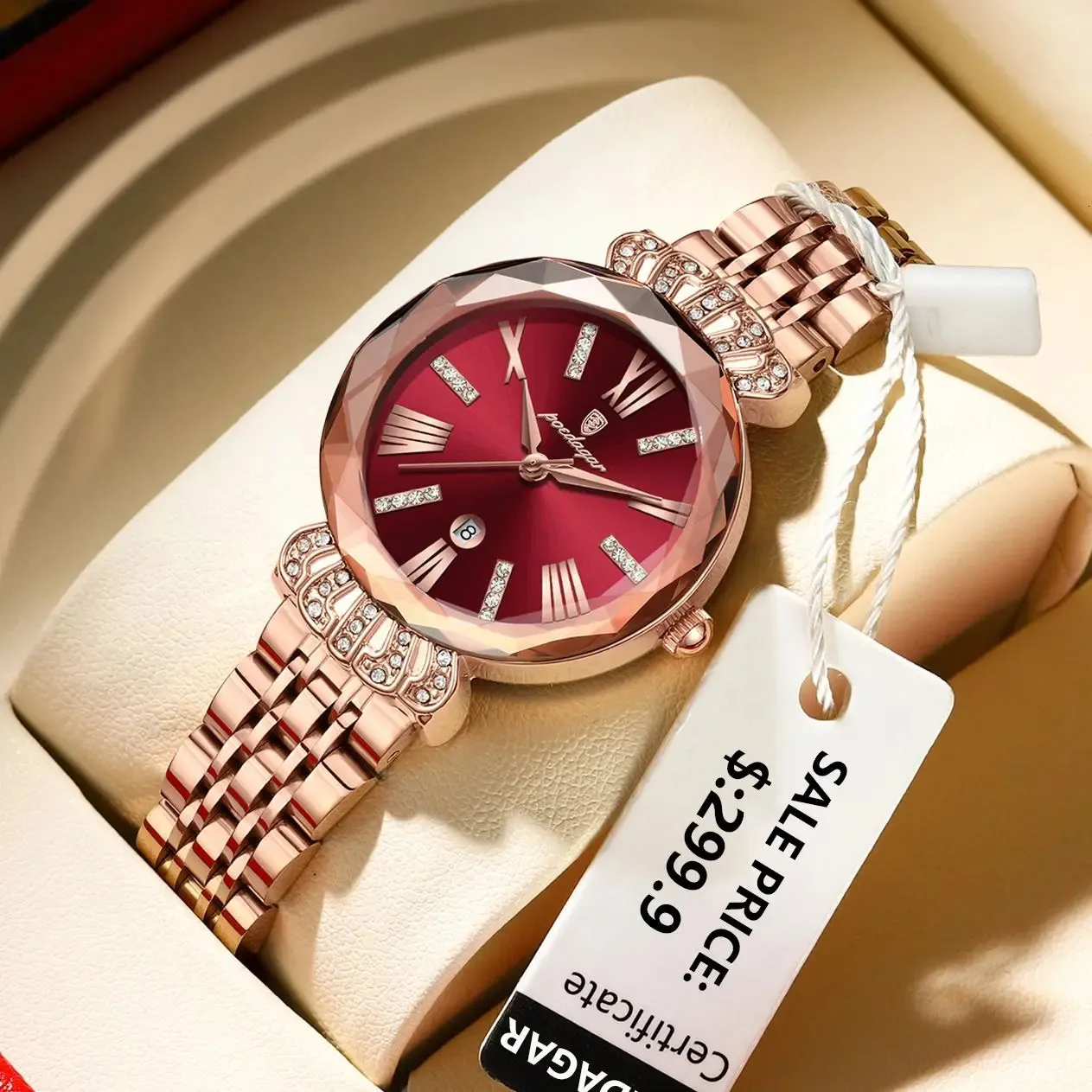 Poedagar Luxury Watch for Woman Diamonds Dress Ladies Wirstwatch Waterproof Date rostfritt stål Kvinnor Watches Female Relojbox 240305