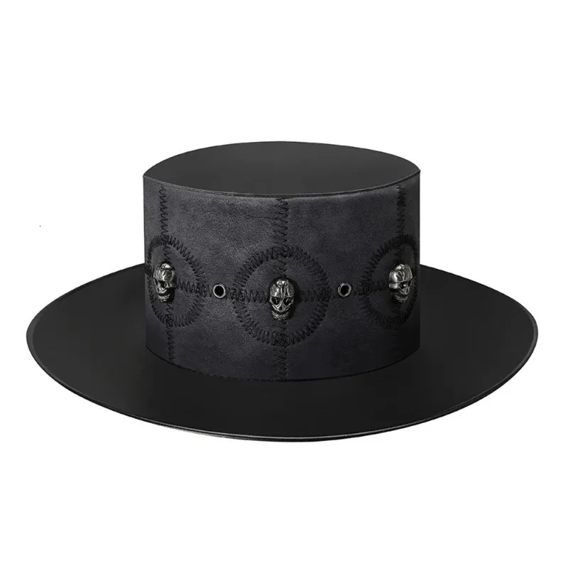 Chapéu steampunk para mulheres, fantasia de festa de halloween, cosplay, acessório gótico, chapéu preto para homens com decorações de caveira 240226