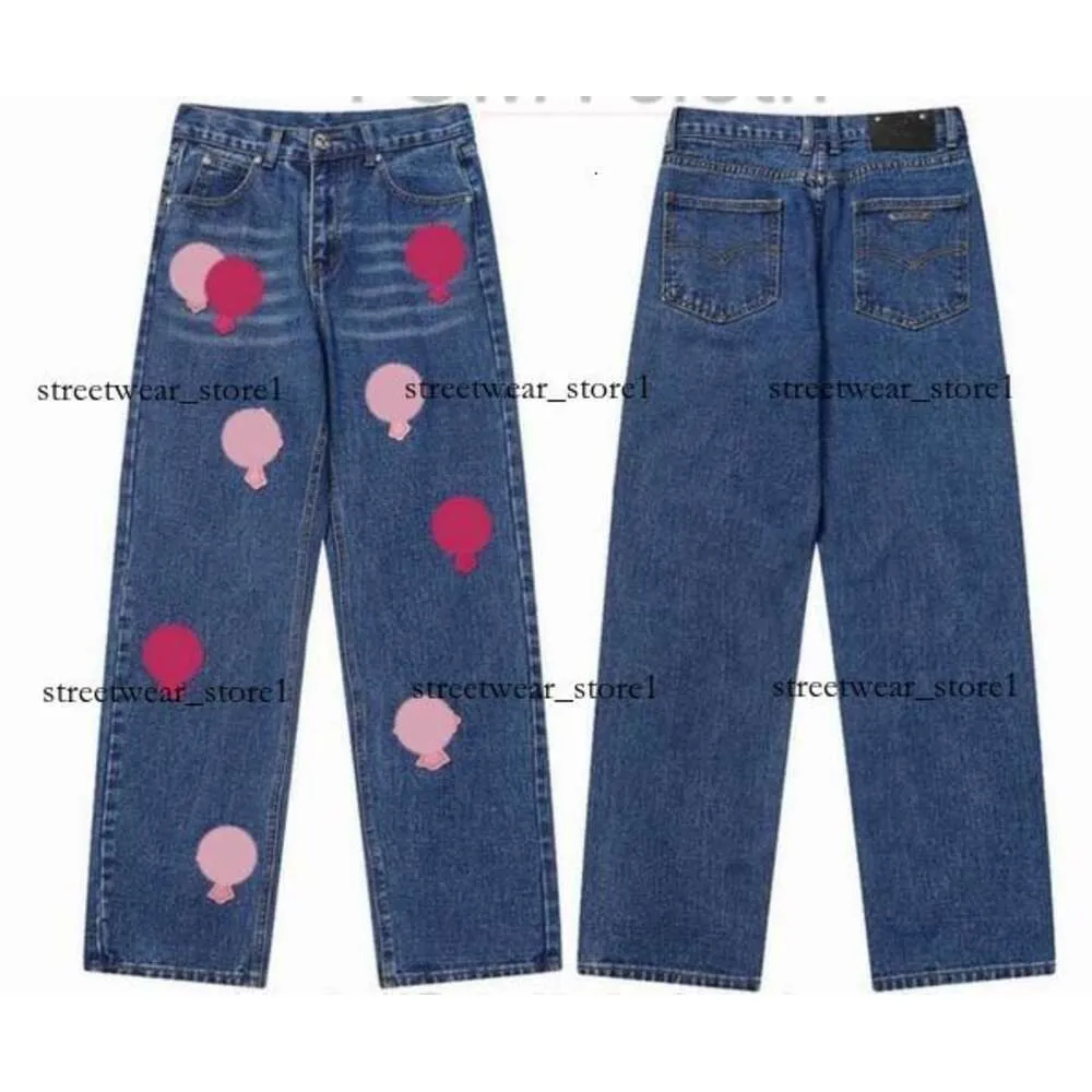 23SS Yeni Erkekler Kot Tasarımcısı Eski Yıkanmış Krom Düz Pantolonlar Kalp Mektubu Baskılar Uzun Stil Kalpler Mor Kot Chromees Hearts 167