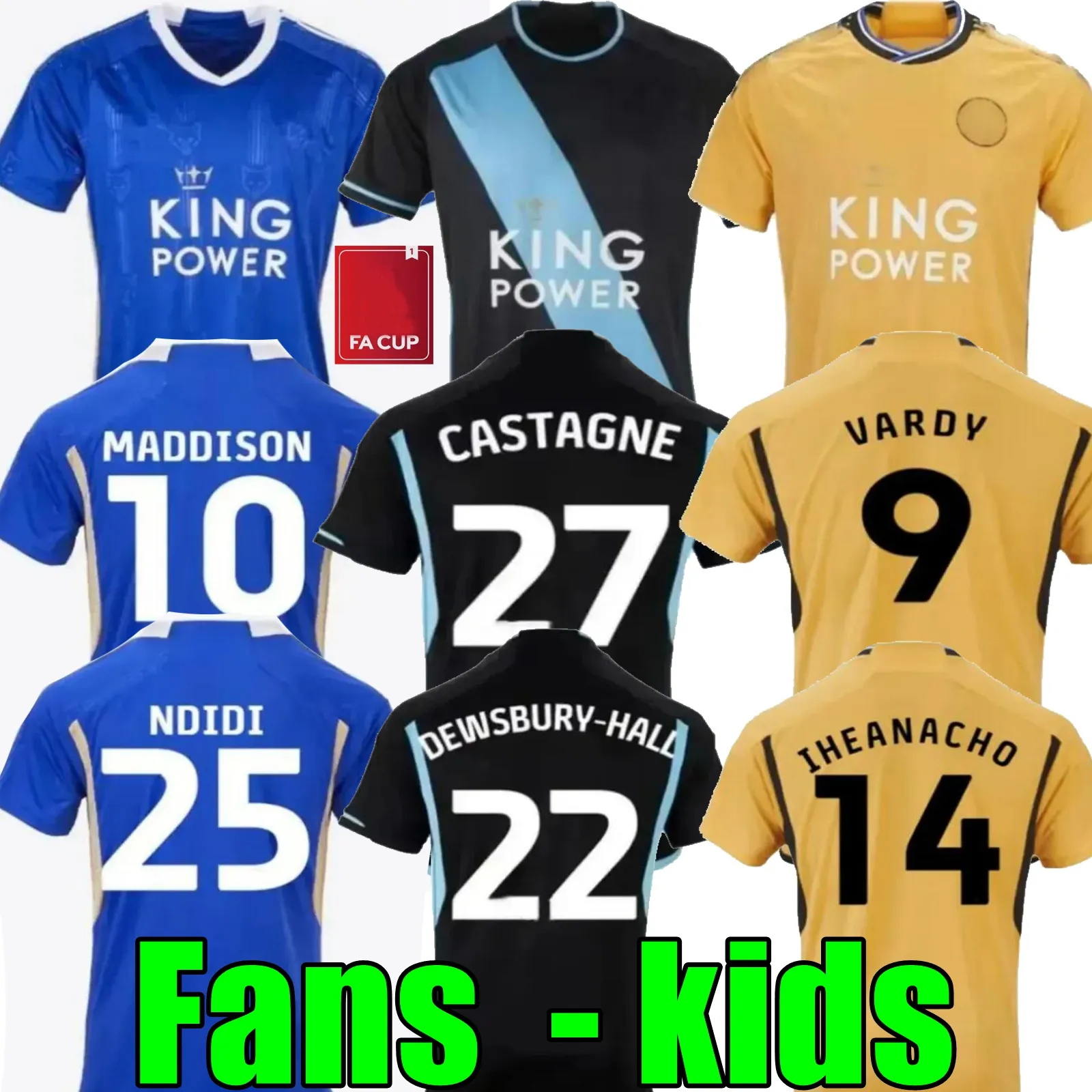 23 24 Leicesters Soccer Jerseys Barnes Tielemans Home Away Vardy Maddison Ayoze Ndidi Mendy Daka Iheanacho Lookman 2023 2024 Vardy Football Uniforms Men Kids Kids