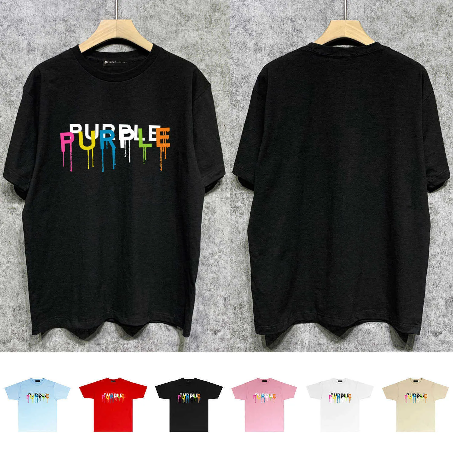 Долгосрочная модная брендовая футболка PURPLE BRAND T SHIRT с короткими рукавами 7D64