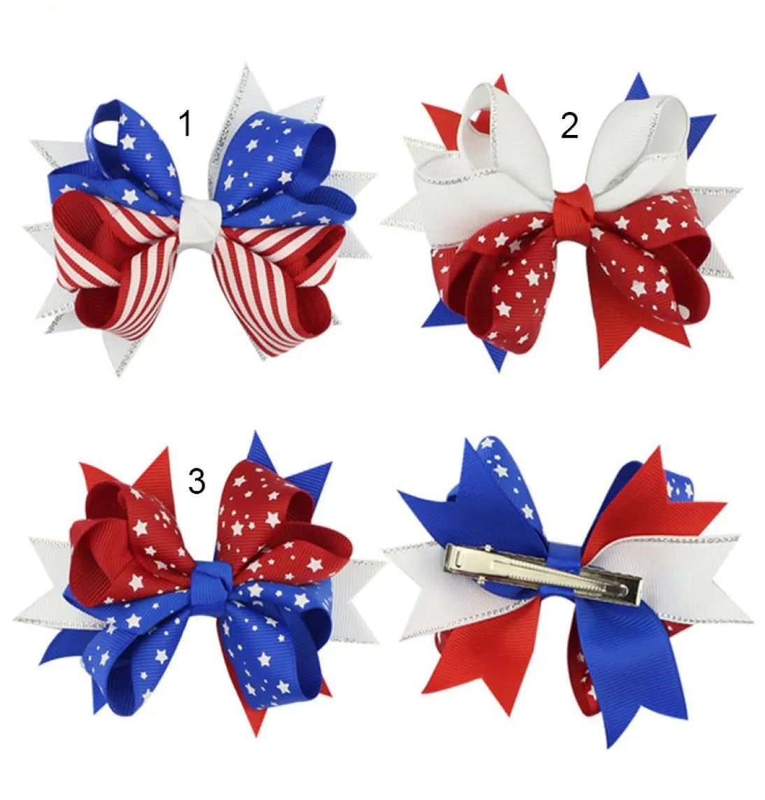 American Flag Print Barrettes Bow Hair Clip Swallowtail Hairpins Hair Bow med klipp 4 juli Kids Hårtillbehör C43697718258